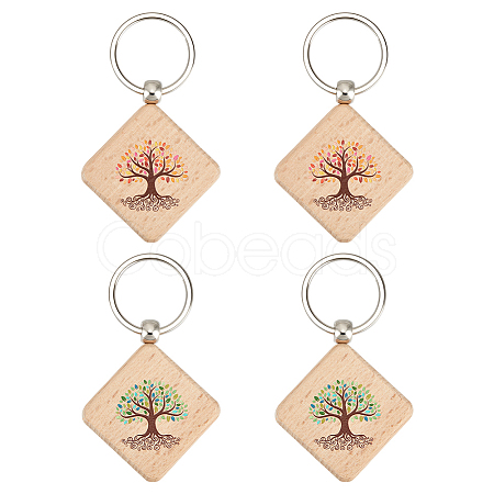 1 Bag Wood Keychains KEYC-PH0002-30-1