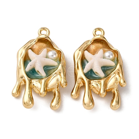 Light Gold Tone Alloy Enamel Pendants ENAM-B028-28KCG-1
