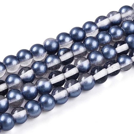 Baking Paint Transparent Glass Beads Strands DGLA-N011-6mm-08-1
