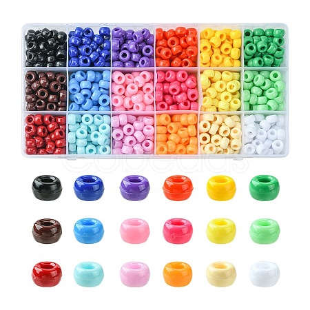 702pcs 18 Colors Opaque Plastic Beads KY-YW0001-41-1