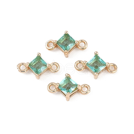 Brass Pave Glass Rhombus Links Connector Charms X1-GLAA-Q088-001B-1