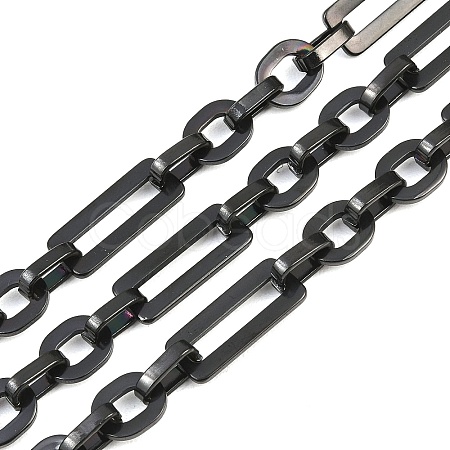 201 Stainless Steel Oval with Rectangle Link Chains CHS-F024-01B-EB-1
