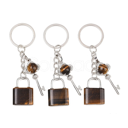 Natural Tiger Eye Pendant Keychains KEYC-A016-01P-12-1