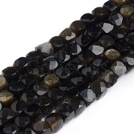 Natural Golden Sheen Obsidian Beads Strands G-E560-A11-4mm-1