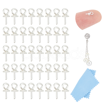 40Pcs 925 Sterling Silver Cup Peg Bails STER-UN0001-04-1