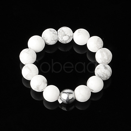 4MM Round Natural Howlite Beaded Stretch Rings VM0712-11-1