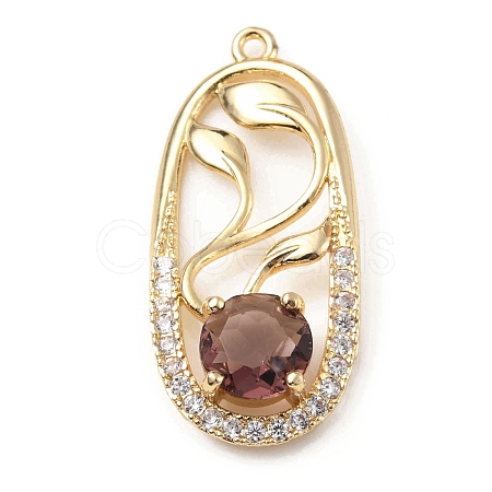 Brass with K9 Glass & Rhinestone Pendants KK-C024-05KCG-01-1