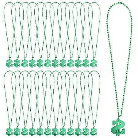 Plastic Dollar Sign Big Pendant Ball Chain Necklaces NJEW-WH0021-81B-1