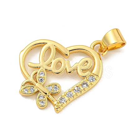 Rack Plating Brass Micro Pave Cubic Zirconia Pendants KK-B091-50B-G-1