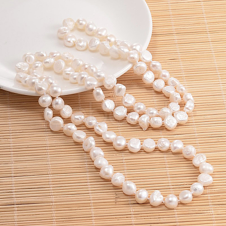Natural Pearl Nuggets Beaded Necklace NJEW-P126-B-01E-01-1
