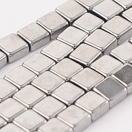 Electroplate Non-magnetic Synthetic Hematite Square Bead Strands G-L368-02D-1