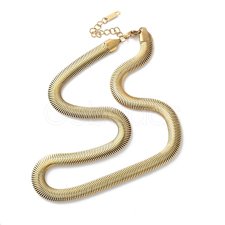 316 Surgical Stainless Steel Flat Snake Chain Necklaces LS-NJEW-P324-01G-1
