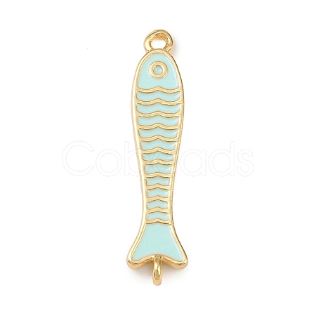 Brass Enamel Fish Connector Charms KK-L255-15G-02-1