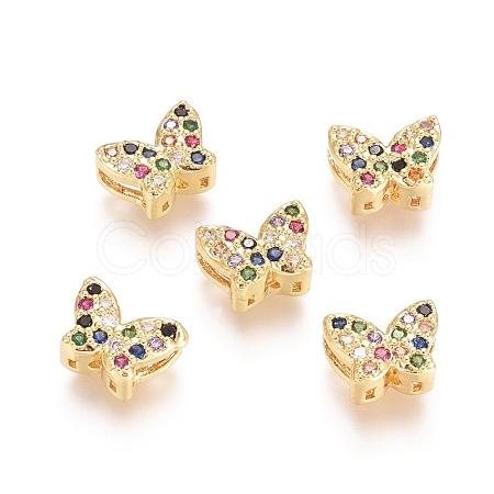 Brass Micro Pave Cubic Zirconia Multi-Strand Links ZIRC-G161-30G-02-1