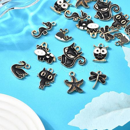 18Pcs 9 Styles Alloy Enamel Pendants ENAM-FP0002-35-1