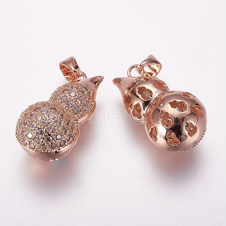 Brass Micro Pave Cubic Zirconia Pendants ZIRC-G091-55RG-1