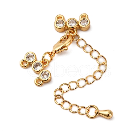 Brass Micro Pave Clear Cubic Zirconia Chain Extender KK-A214-35G-1