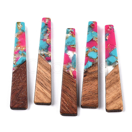 Transparent Resin & Walnut Wood Pendants RESI-N039-67C-1