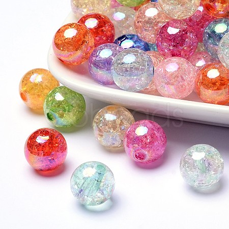 Transparent Crackle Acrylic Beads X-CACR-R011-8mm-M-1