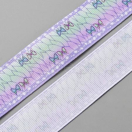 Polyester Printed Grosgrain Ribbon OCOR-WH0078-24B-1