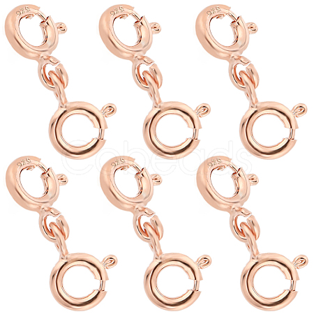 6Pcs Sterling Silver Double Spring Ring Clasps STER-SC0001-22RG-1