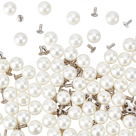 100 Bags ABS Plastic Imitation Pearl Rivet Studs DIY-GF0013-39-1