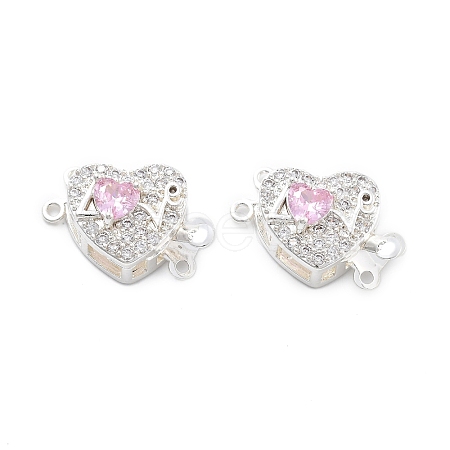 Brass Micro Pave Cubic Zirconia Box Clasps KK-B125-07S-01-1