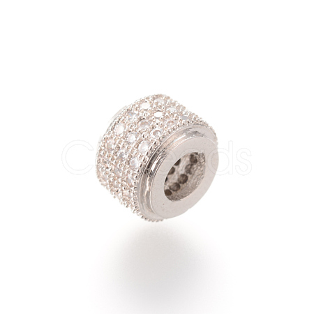 Brass Micro Pave Cubic Zirconia Beads X-ZIRC-S053-YS013-2-1