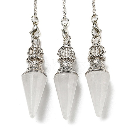 Natural Quartz Crystal Pointed Dowsing Pendulums AJEW-P113-01P-04-1