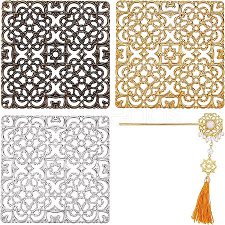 CHGCRAFT 12Pcs 3 Colors Alloy Filigree Joiners Findings FIND-CA0004-94-1