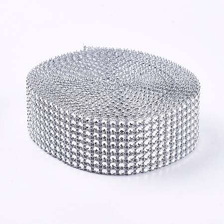 8 Rows Plastic Diamond Mesh Wrap Roll LS-OCOR-WH0048-01B-4cm-1