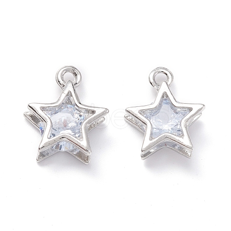 Alloy Clear Cubic Zirconia Charms ZIRC-A022-01P-1