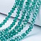 Electroplate Glass Beads Strands, AB Color Plated, Faceted, Rondelle, Dark Cyan, 8x6mm, Hole: 1mm, about 63~65pcs/strand, 39~40cm