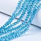 Electroplate Glass Beads Strands, Pearl Luster Plated, Faceted, Rondelle, Deep Sky Blue, 8x6mm, Hole: 1mm, about 64~65pcs/strand, 40~41cm