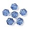 Transparent Spray Paint Glass Beads, Rose, Royal Blue, 15x15x8mm, Hole: 1.2mm