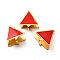 304 Stainless Steel Snap on Bails, with Enamel, Triangle, Golden, Red, 11x10x3mm, Pin: 0.9mm