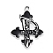 Halloween Alloy Enamel Pendants, Platinum, Cross, 28x20.5x1mm, Hole: 2mm