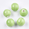 Handmade Porcelain Beads, Bright Glazed Porcelain, Round, Light Green, 8~8.5x7.5~8mm, Hole: 1.5~2mm