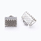 Iron Ribbon Crimp Ends, Nickel Free, Platinum, 8x8mm, Hole: 2mm