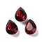 Glass Rhinestone Cabochons, Pointed Back & Back Plated, Faceted, Teardrop, Light Siam, 10x7x4mm