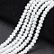 Opaque Solid Color Glass Beads Strands, Faceted, Rondelle, White, 4x3mm, Hole: 0.4mm, about 113~115pcs/strand, 41~42cm