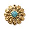 Synthetic Turquoise Flower Pendants, 304 Stainless Steel Sunflower Charms, Golden, 24x24.5x5.5mm, Hole: 1.8mm