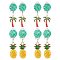 ARRICRAFT 4 Pairs 2 Style Coconut Tree & Pineapple Enamel Dangle Clip-on Earring, Platinum Alloy Non-piercing Jewelry for Women, Mixed Color, 38~45mm, 2 Pair/style