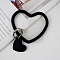 Silicone Heart Loop Phone Lanyard, Wrist Lanyard Strap with Plastic & Alloy Keychain Holder, Black, 7.5x8.8x0.7cm