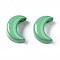 Spray Painted Brass Charms, Moon, Medium Sea Green, 10x8x6mm, Hole: 2mm