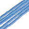 Glass Beads Strands, Faceted, Round, Deep Sky Blue, 1.5~2x2mm, Hole: 0.2mm, about 178~186pcs/strand, 14.5~15.5 inch(36~39cm)