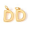 Brass Charms, with Jump Rings, Letter, Real 18K Gold Plated, Letter D, A/D: 10x7x1mm, Hole: 2.5mm