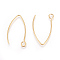 Ion Plating(IP) 304 Stainless Steel Earring Hooks, Ear Wire, with Horizontal Loop, Golden, 26x15.5mm, Hole: 2.5mm, Pin: 0.8mm