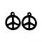 Spray Painted 201 Stainless Steel Pendants, Flat Round with Peace Sign Charm, Black, 15x12.5x1mm, Hole: 1.4mm