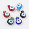 Handmade Lampwork Perfume Bottle Pendants, Essential Oil Bottle, Evil Eye, Mixed Color, 29.5~30mm, Hole: 5~5.5mm, Bottle Capacity: 0.5~1ml(0.017~0.03 fl. oz)